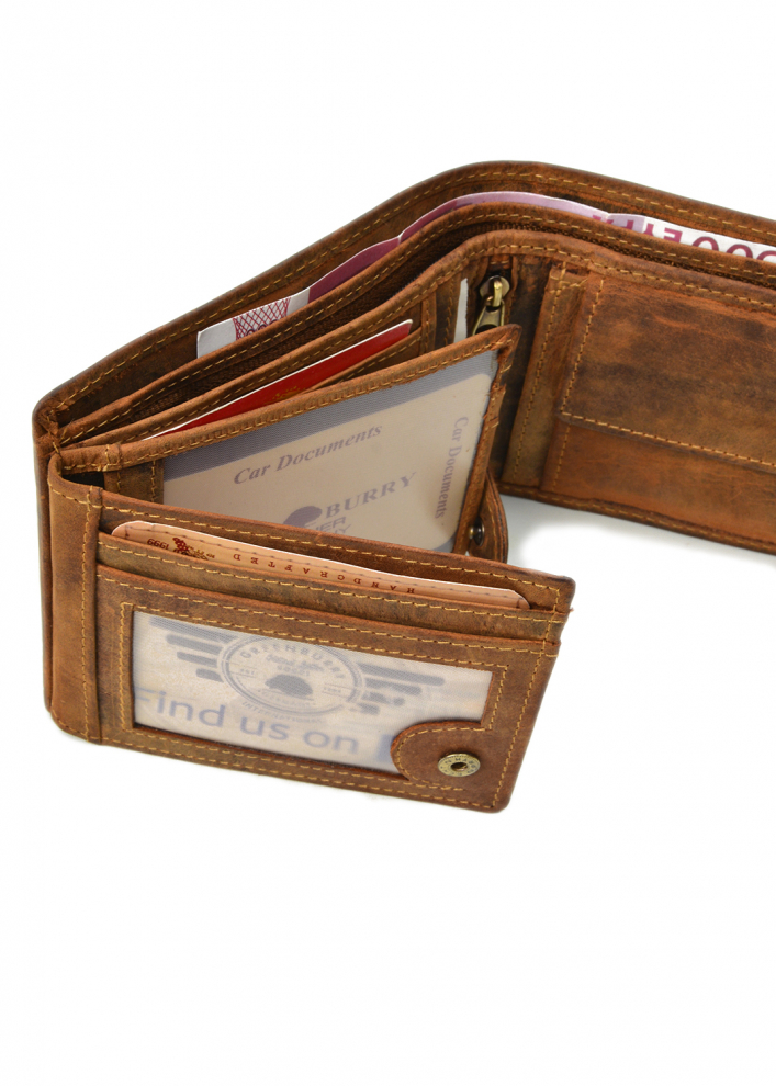 Vintage Geldbörse RFID Querformat Leder Farbe braun